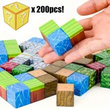 50/100/200pcs Random Magnetic Building Blocks, Stacking Magnetic Cubes, STEM Montessori Sensory Toys, Enhance Hand-Eye Coordination And Creativity, Magnetic Cubes Toys, Suitable For Birthday And Holiday Gift For Boys And Girls 3+ Years Old (Random Color & Pattern Styles)