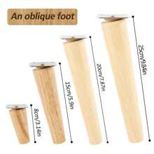 4-Piece Wooden Furniture Leg Set - Natural Wooden Chair Legs, Straight/Bevel Style, 4 Base Plates, 4 Non-Slip Pads And 16 Screws For Armchairs, Dressers, Sofas, Tables.