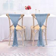 1pc/5pcs/10pcs/20pcs (275*40cm) Chiffon Fabric Chair Sash, Wedding Aisle Chair Bow Design, Universal Chair Cover Sash Suitable For Wedding Reception Party Hotel Event Decoration (Sage Green)