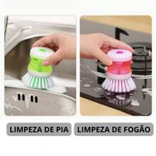 Escova Escovinha com Dispenser de Detergente para Louça Limpeza Pia Fogão