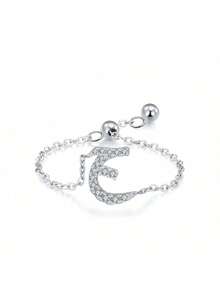 1 Stück 925 Sterling Silber eleganter & einfacher arabischer Buchstaben Ketten-Verstellbarer Ring als Geschenk für Frauen, Hochzeit, Geburtstag, Muttertag - Brief - Übersicht 10