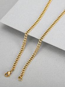 MONALLY 18K镀金简约时尚磨扭链锁骨链金项链女款不锈钢首饰配饰闺蜜毕业礼物