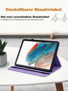 GLANDOTU 兼容 Apple iPad Galaxy Redmi 高级人造皮革平板电脑保护套，带支架，多视图纤薄轻巧纯色浮雕图案平板电脑保护套，带插卡功能 - 紫色 - 查看 4