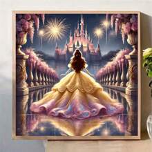 Disney Set de Kit de pintura de diamantes 5D con diseño de tema de princesa de dibujos animados, kit de pintura de diamantes completo que estimula la imagen de mosaico arte de pared manualidades para decoración del hogar, decoración de fiesta de vacaciones, regalo hecho a mano perfecto