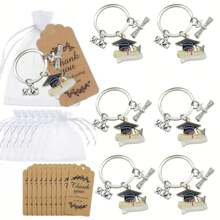 5 Stücke /10 Stücke 2025 Abschluss Schlüsselanhänger Set - Legierung, stilvolles Geschenk für Frauen mit Kappen- & Diplom-Charms, "GRADUATE" Inschrift, ideal für Rucksäcke, Autoaccessoires, Taschenanhänger, Schule