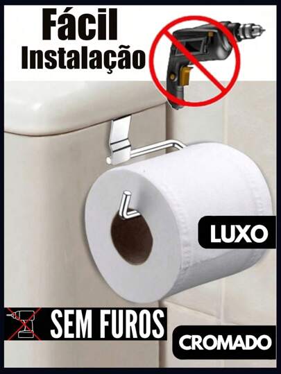 -SUPORTE PAPEL HIGIÊNICO SIMPLES PARA CAIXA ACOPLADA CROMADO PARA 1 ROLO SIMPLES PORTA HIGIENICO ARAMADO BANHEIRO ROLOS DESCARGA