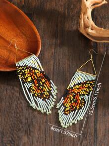 Hoa tai tua rua hình tam giác bướm thủ công đính hạt cổ điển, Hoa tai phong cách Bohemian cổ điển, Phụ kiện thời trang cho phụ nữ, Quà tặng tuyệt vời cho ngày lễ - Bươm bướm - Xem 5