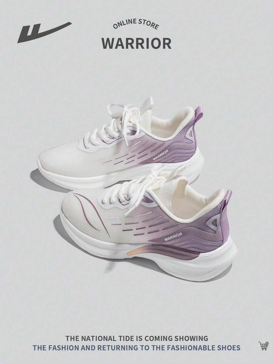 WARRIOR 女士系带渐变色跑步运动鞋，轻便、减震、防滑、耐用软底休闲运动鞋 - 淡紫色 - 查看 1