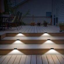 12/24 Pieces Solar Fence Lights - Outdoor Deck & Ladder Lighting With Warm White Glow, Easy To Install, Suitable For Garden, Patio, Patio & Passage, Patio Decorative Lights IP55