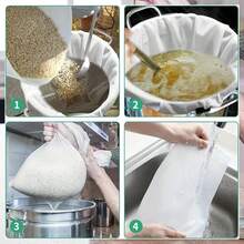 1pc Reusable Mesh Strainer Bags For Coffee, Juice, Tea & Nut Milk - Nylon, Easy Clean - White - View 6