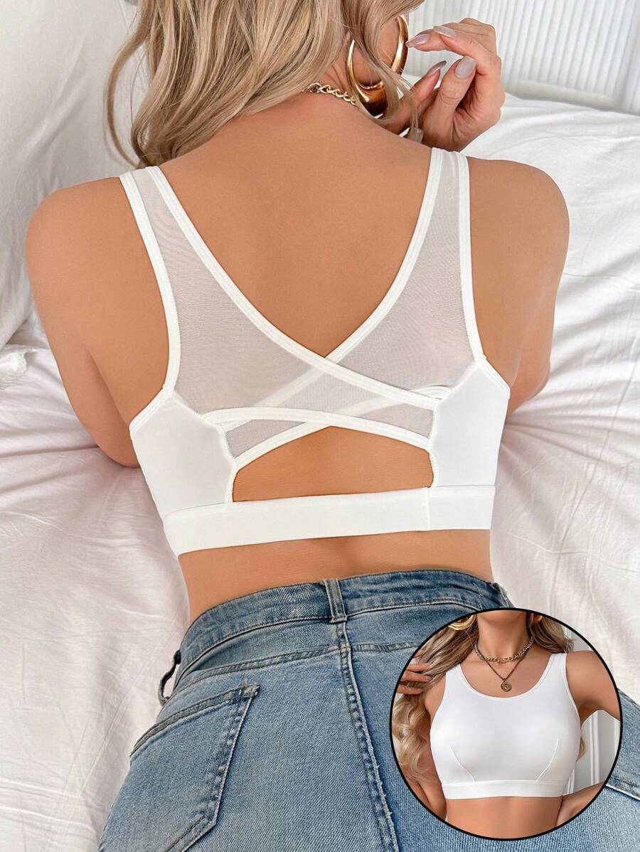 1pc Women Solid Color Comfortable Racerback Sports Bra