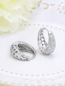Pendientes de aro de zirconia cúbica hipoalergénicos, color dorado, elegantes y clásicos para mujeres, adecuados para uso diario, regalo de cumpleaños