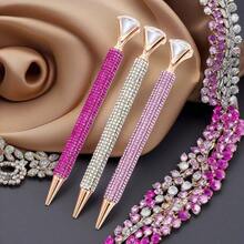 1-4pcs Creative Colorful Metal Sparkling Diamond-Embellished Ballpoint Pens With Retractable Nib, Suitable For School Office Writing Work, School Stationery, Gifts,Back To School .For Birthday Wedding Valentine's Day Gift