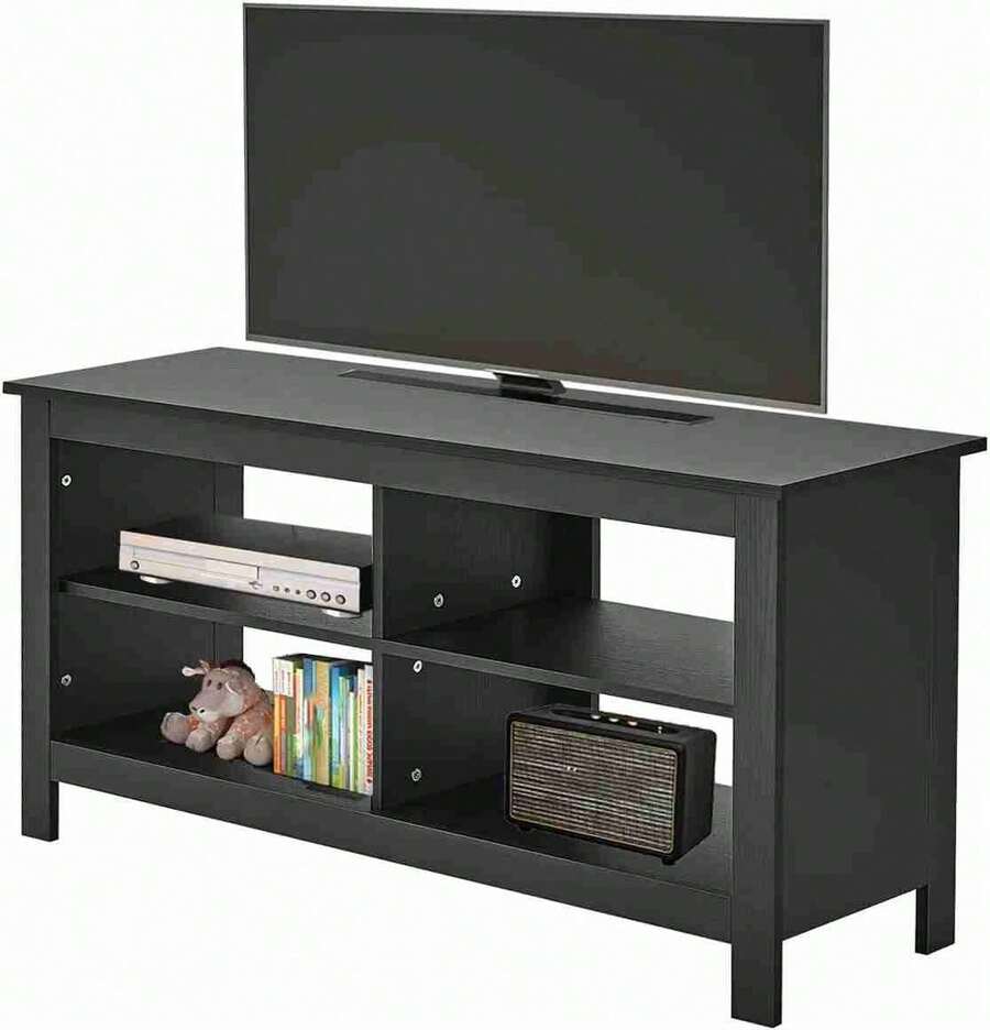 43.3 Inch TV Stand Entertainment Center Open Shelves Storage Cabinets For TV Up To 65 Inch, TV Stand For Up To 65/60/55/50/45 Inches,Farmhouse Entertainment Center Cabinet TV Console Table With Storage Shelves For Living Room Bedroom - màu đen - Xem 1