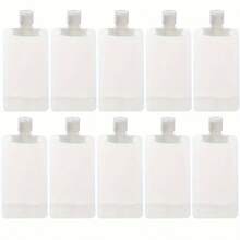 10pcs Leakproof Refillable Squeeze Pouches For Lotion & Shampoo - Travel-Friendly Cosmetic Containers In 30/50/100ml Sizes - Clear - View 11