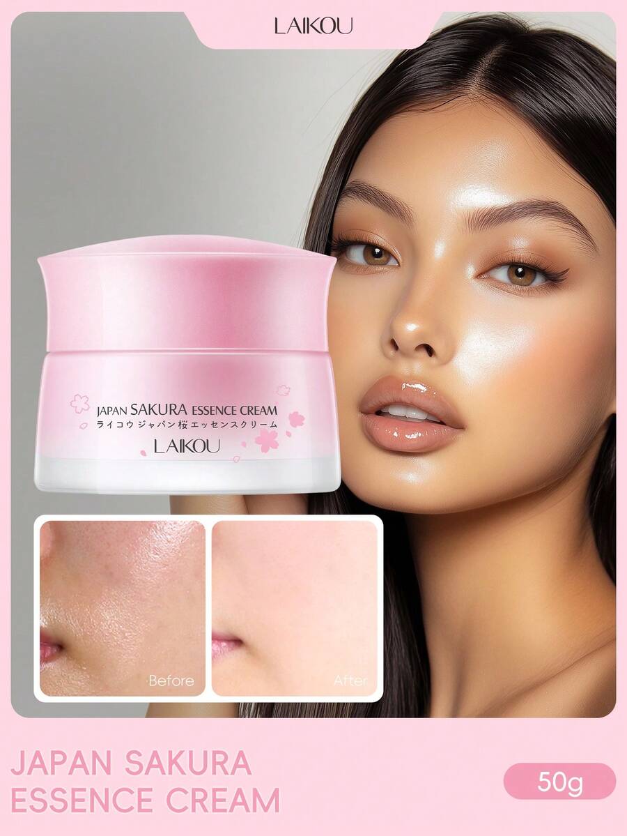 1 件保湿修复 LAIKOU 日本樱花精华霜 50 克，改善整体肌肤保湿面部乳液均匀肤色面霜，适合女性、妈妈、妻子、姐妹、青少年、女朋友 - 粉紅色 - 查看 1