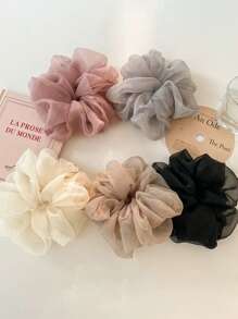 Plain Color Mesh Scrunchies, Minimalist Versatile Hair Ties