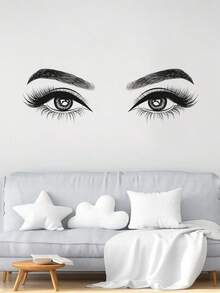 Eyes Wall Decals Big Eyes Lash Room Decor Fashion Eyelash Wall Sticker Removable Diy Mural Art Women Beauty Room Decor Beauty Salon Decor For Make Up Salon Living Room Bedroom - Black - View 13