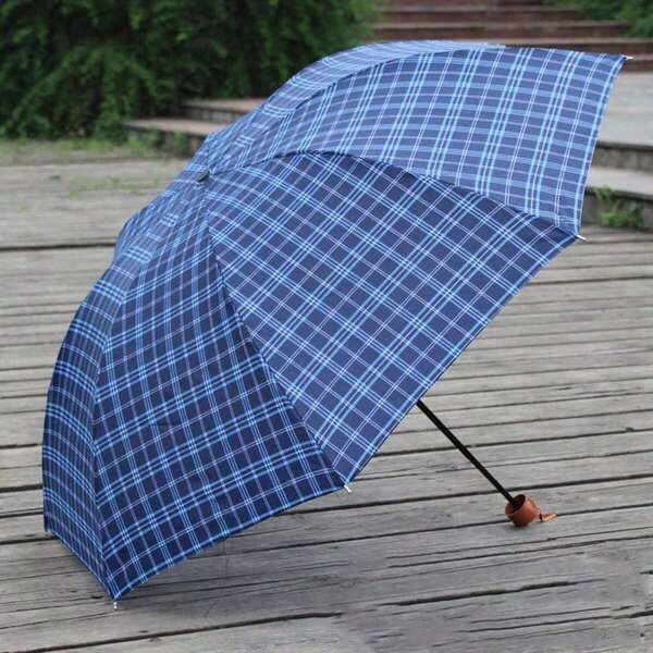1 pieza Paraguas a cuadros de otoño/invierno para Acción de Gracias/Navidad, paraguas plegable reforzado y ligero para días lluviosos y soleados, paraguas plegable portátil para negocios para hombres y mujeres