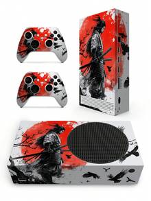 4pcs Chinese Ink Wash Style Oriental Samurai Landscape Game Console Stickers, Scratch-Resistant, Waterproof, Dustproof Decorative Decals