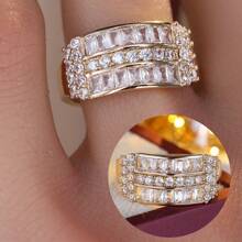1pc Women's Elegant Fashionable Sparkling Zirconia Ring, Party Jewelry, Holiday Gift