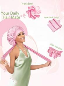 1 Piece Adjustable Satin Nightcap Strap - Soft And Comfortable Hair Cap For Men And Women, Elastic Strap Design, Comfortable Feel, Polyester Material, Perfect For Night Or Styling Back To SchoolHair Bonnet