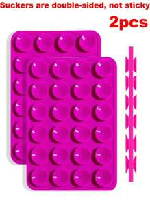 1 pieza/2 piezas Soporte para teléfono con ventosa de silicona doble cara, forma cuadrada, 14 opciones de color, soporte móvil, portátil y móvil