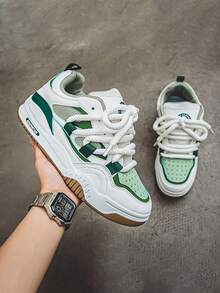 Men's 2025 New Streetwear Skateboard Shoes, Comfortable Anti-Slip Lace-Up Casual Elevator Sneakers, Suitable For Outdoor Activities And Daily Wear