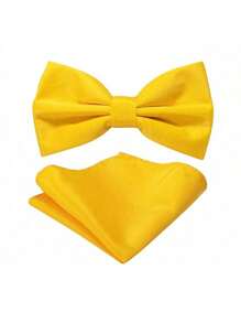 1 Set Men's Bow Tie & Pocket Square Set, Business Formal Bow Tie And Handkerchief Set, Suitable For Weddings, Cocktail Parties, Gatherings, Banquets