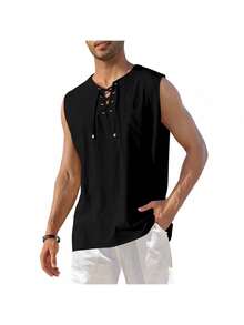 Men Tank Tops - Black - View 4