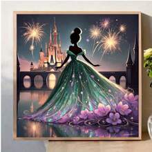 Disney Set de Kit de pintura de diamantes 5D con diseño de tema de princesa de dibujos animados, kit de pintura de diamantes completo que estimula la imagen de mosaico arte de pared manualidades para decoración del hogar, decoración de fiesta de vacaciones, regalo hecho a mano perfecto