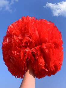 1 pieza Pompón sólido mate de color, Pompones de animación para baloncesto, deportes, danza, competiciones de gimnasia, actuaciones de baile cuadrado, decoraciones de actividades en equipo, adecuado para diversos eventos escénicos, Pompón de doble cabeza