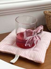 1 Pink Cute Bowknot Cup - Heat-Resistant High Borosilicate Glass Coffee Cup, Milk Cup, Cold Drink Glass Cup Perfect For Valentine's Day, Weddings, Anniversaries, Candlelight Dinners, And Elegant Cocktail Or Wine Parties - Perfect For Home Decoration, Photo Props, And Gifts For Holidays, Birthdays, And Parties, Reusable Back To School