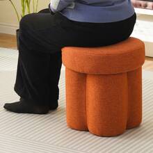 1pc Minimalist Round Soft Stool, Bedroom/Living Room Makeup Bench, Solid Color Soft Shoe Changing Bench - Multicolor - View 7