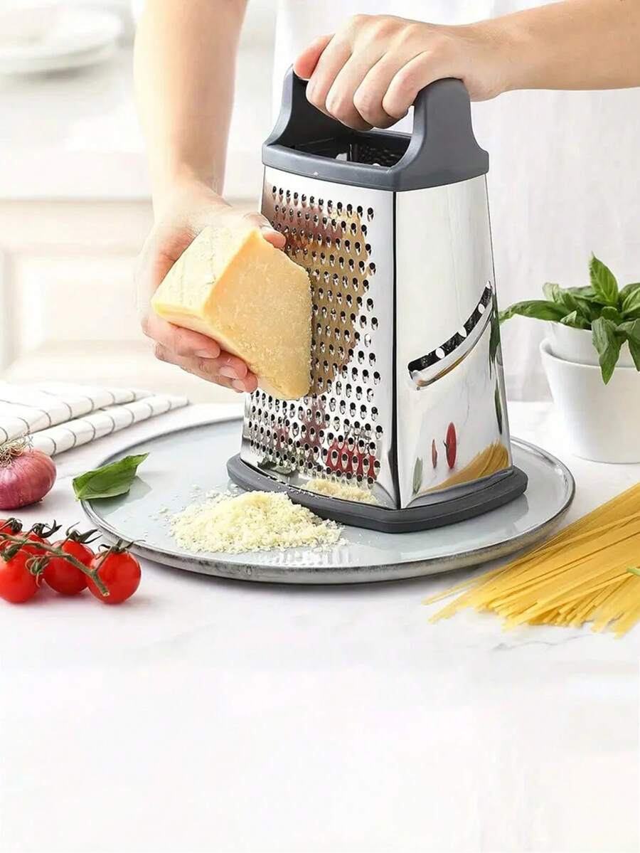Stainless Steel Box Shaped Slicer With Handle -4-Sided Cheese Chopper, Vegetable Slicer, And Fruit Slicer - A Manual Kitchen Tool For Potatoes, Carrots, Cucumbers, And Ginger, A Multifunctional Vegetable And Cheese Slicer, A Manual Food Four Sided Chopper, Suitable For Kitchen Use