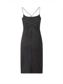 Vestido feminino sexy, estilo europeu e americano, sem costas, justo e sem mangas, estilo cross-border, 2025 - Preto - Ver 3