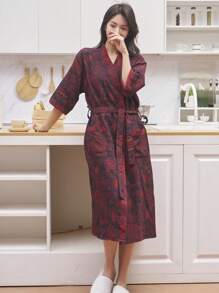 1 Stück langer, vintage Blumenmuster Bademantel, Gaze Bademantel, saugfähig und schnelltrocknend, Damen Bademantel, geeignet als Handtuchmantel, Frühlings/Sommer Nachtwäsche, doppellagige Gaze, Bad- und Heimbedarf Badezimmer Dekoration Schulanfang