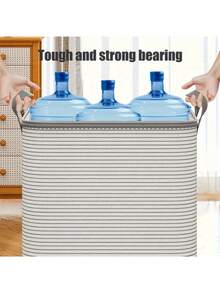 23.2in*22.8in Extra Large Clothes Storage Box, Foldable Blanket Storage Bag With Durable Handles, Gray And White Striped Design, Suitable As Gift For Friend, Bedroom Organization, Clothes Storage, Storage Container, Women Limited Time - Multicolor - View 12