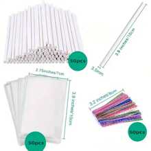 150 peças kit de cake pop, incluindo 50ct de palitos de cake pop de 6 polegadas, 50ct de sacos de presente de doces transparentes, 50ct de laços para cake pop, pirulito, doce duro, chupeta, suporte de bolo de chocolate, decorações de bolo, suporte de cupcake, decoração de bolo, suporte de bolo, decoração de casamento, acessórios de casamento, suporte de bolo de casamento