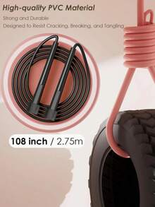 1 حبل قفز قابل للضبط مضاد للتلف للرجال والنساء، حبل قفز سريع ومتدرب للمقاومة مصنوع من البولي فينيل كلوريد، مناسب للياقة البدنية المنزلية، اليوغا، إنقاص الوزن، حرق الدهون، تدريب الملاكمة، باللون الأسود/الوردي - متعدد الألوان - مشاهدة 7