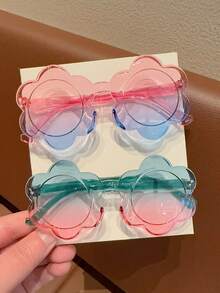 2/4pcs 2026 New Cute Gradient Sunflower Fashion Sunglasses For Girls, Card Display Only, Excluding Shipping Fee - Multicolor - View 6