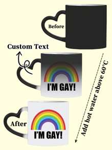1 pièce Mug à café en céramique "Je suis Gay" arc-en-ciel sensible à la chaleur - Tasse de farce originale pour la communauté LGBTQ, cadeau drôle et unique pour les hommes, petit ami, meilleurs amis. Aucune électricité nécessaire, idéal pour Noël, la Saint-Valentin, les anniversaires