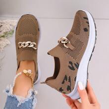 Damen Slip-On Lässige Schuhe, neue atmungsaktive Mesh Oberfläche Sneakers, niedrige Versatile Retro Schuhe für Damen - Khaki - Übersicht 4