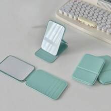 1pc Portable Compact Makeup Mirror, Solid Color, Minimalist, Foldable, Cute Pocket Size