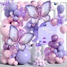2/4 piezas Globos con forma de mariposa morada de aluminio para decoración sencilla de bodas, usados para cumpleaños, bodas, compromisos, fotografía al aire libre, fiestas de ducha, granjas, arcos, fiestas de despedida de soltero, decoraciones para revelar el sexo - Morado - Ver 2