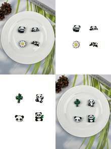 8 件套熊猫动物图案 DIY 组合，可用于凉鞋、手链和手机装饰，适合海滩、度假、生日和节日礼物 - 彩色 - 查看 4