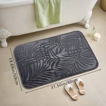 3pcs Simple Solid Color Leaf Embossed Highly Elastic Absorbent Anti-Slip Bathroom Floor Mat Set, Bathroom Mat 3pcs Set Home Bathroom Decor Outdoor Rug Door Mat Fall Decor Carpet Bathroom Accessories Back To School