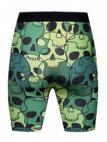 Men's Casual Boxer Briefs With Skull Print - Green - View 2