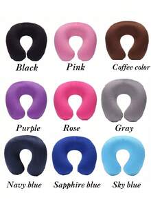 1 Piece Travel Pillow Neck Pillow Airplane Pillow Travel Car Home Office Travel Neck Flight Pillow Snap Button With Soft Cover, U-Shaped Neck Pillow Portable Student Adult Pillow Cushion, Supports Neck And Protects Cervical Spine While Studying (This Is An Inflatable Pillow) - Multicolor - View 8