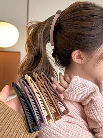 1 pieza/5 piezas Pinzas para el cabello de mujer de 11 cm / 4,33 pulgadas de color negro, caqui, marrón en forma de plátano, pinzas de garra para el cabello, pasadores para el cabello